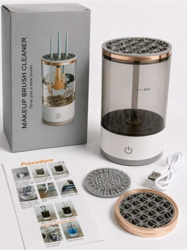 Usb Electric Makeup Brush Cleaner & Dryer Machine _ Color_ Silver_White _ Size_ Os Electric Makeup Brush Cleaner